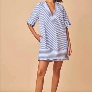 HUNTER BELL foster dress in costal stripe Small